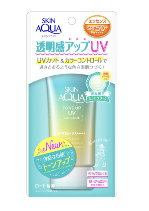 СОЛНЦЕЗАЩИТНЫЙ КРЕМ ROHTO SKIN AQUA TONE UP UV ESSENCE MINT GREEN С SPF 50+ PA++++, 80G 01623 - фото 1837