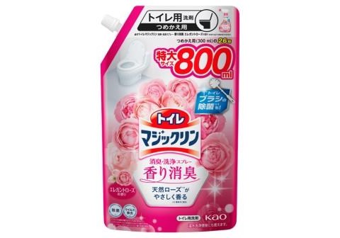 KAO Magiс Clean Toilet Deodorant&Clean Elegant Rose Чистящее и дезодорирующее средство для туалета, с ароматом роз, сменная упаковка, 800 мл. 12077