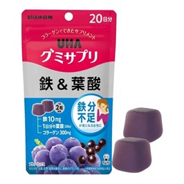 Желейные витамины с железом и фолиевой кислотой UHA GUMMI Iron & Folic acid 12027