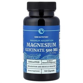 Магний глицинат, 500 мг, Высокая абсорбция, Nobi Nutrition 12107