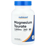 Магний таурат 500 мг Nutricost, капсулы 240 шт для поддержки здоровья и энергии, веганский продукт без ГМО 12257
